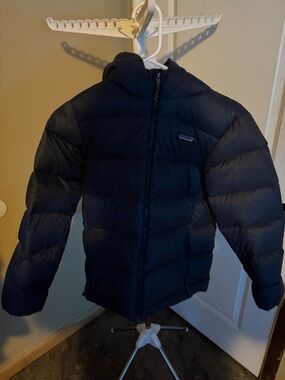 Patagonia Navy Blue Quilted Down Jacket with Hood